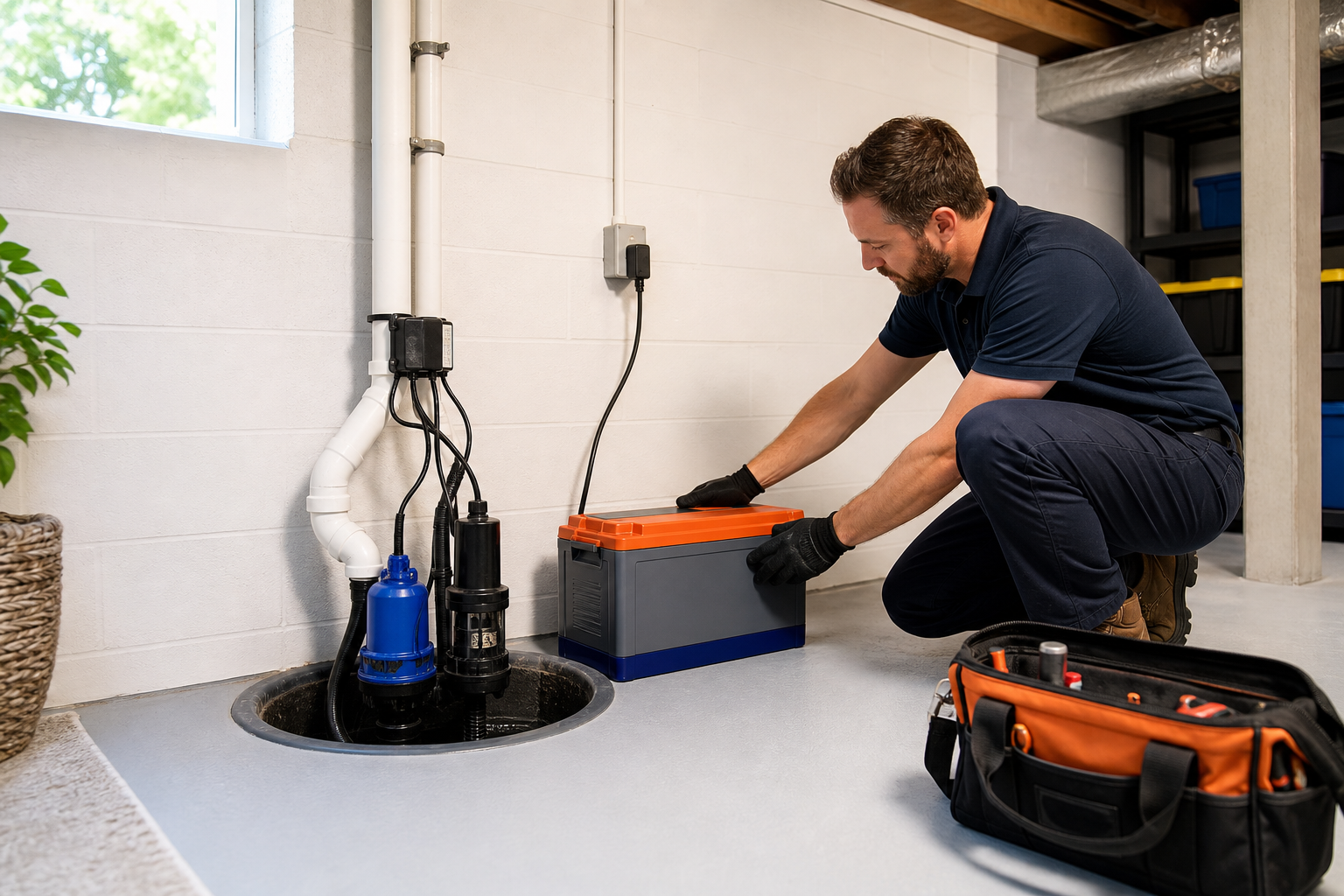 Battery Backup Sump Pump Installation service help from Sump Pump Co.