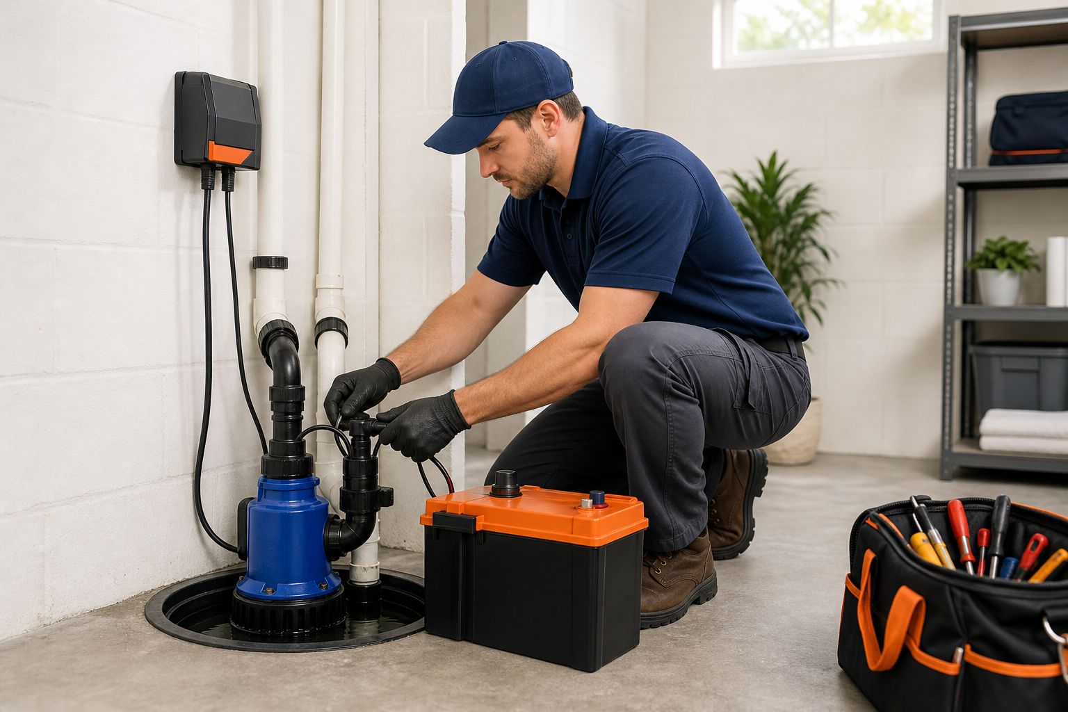 Battery Backup Sump Pump Installation referral service call support