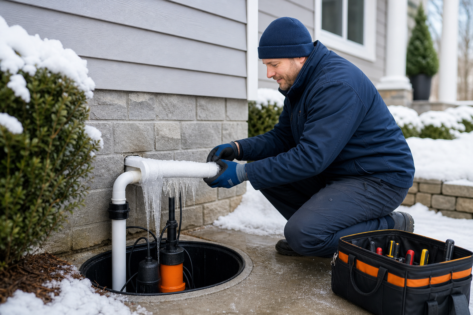 Frozen Sump Pump Discharge Line Repair referral service call support