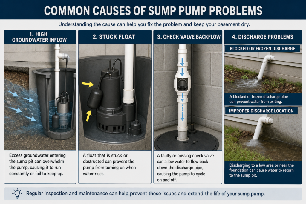 Sumppumpco Sump Pump Runs Constantly Causes